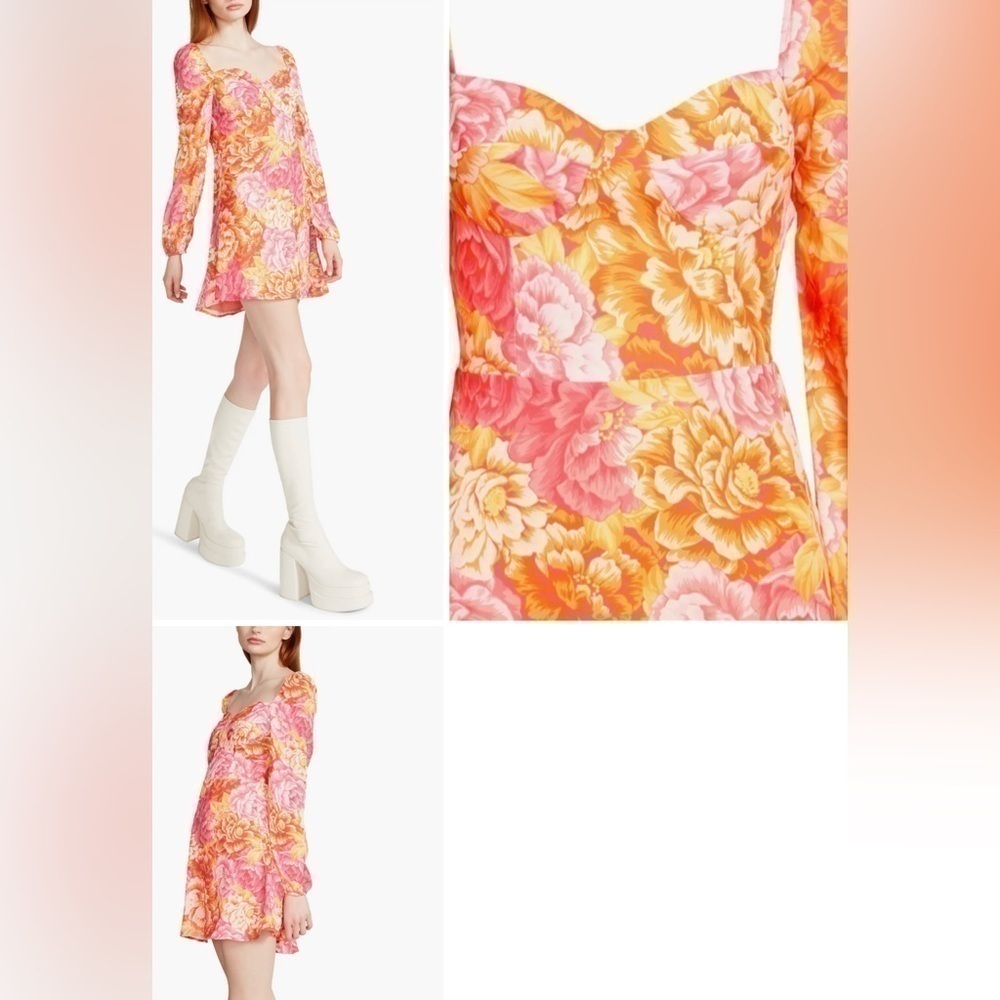 Steve Madden Floral Print Long-sleeved Mini-Dress. Size 8 - Picture 2 of 2